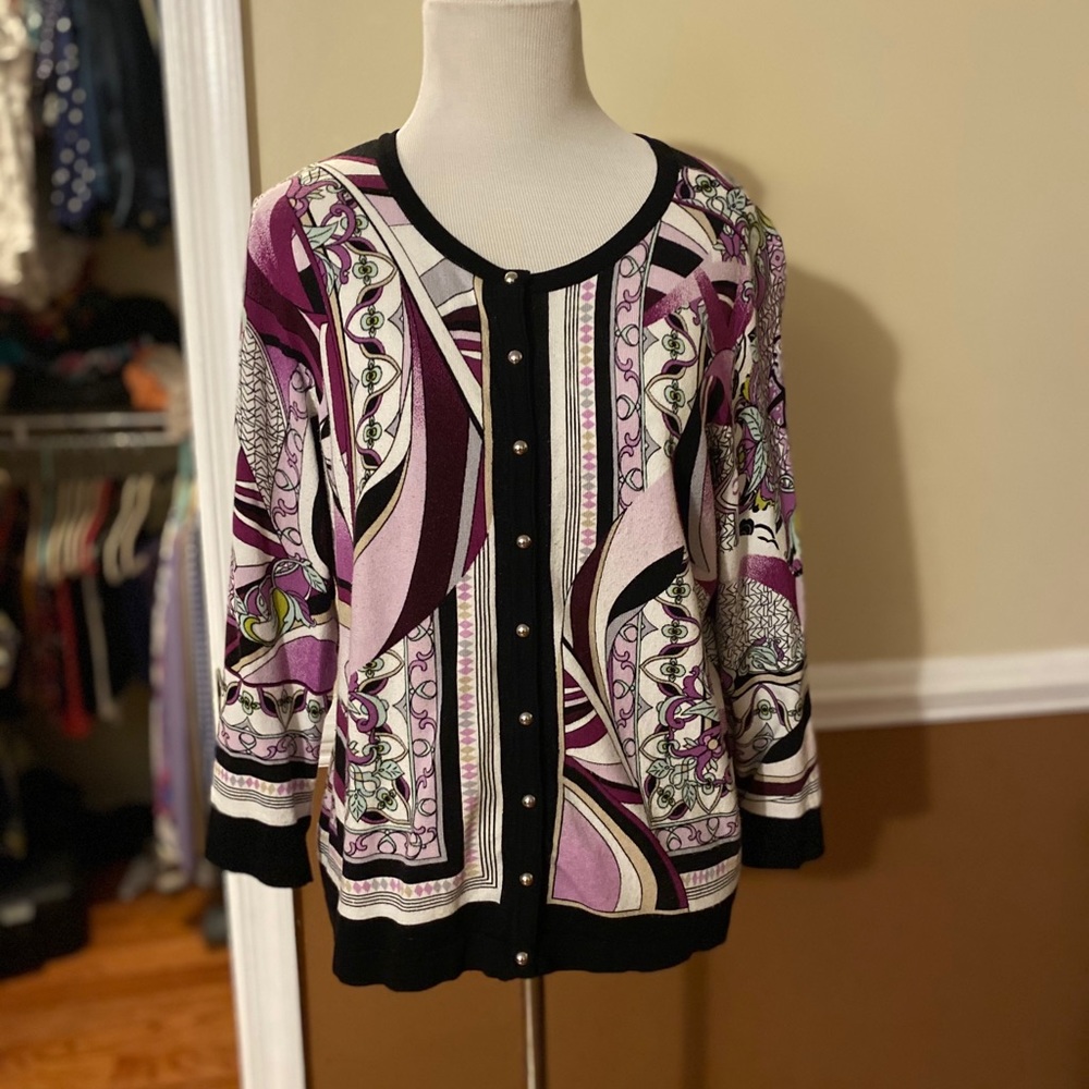 WHBM Purple Patterned Cardigan